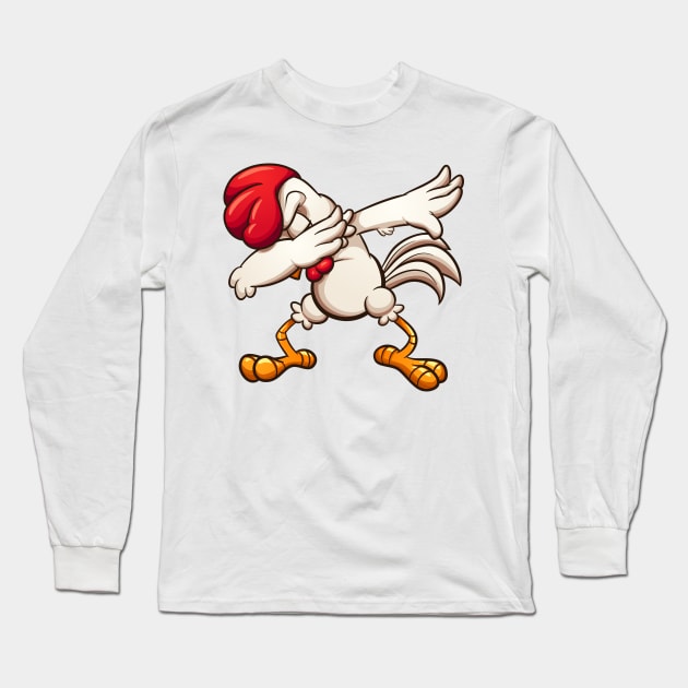 Dabbing cartoon chicken Long Sleeve T-Shirt by memoangeles